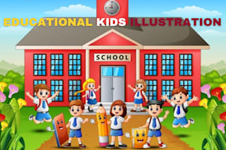 convert children course, kids story book script to educational kids illustration