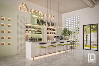 design coffee shop, cafe and restaurant with 3d render