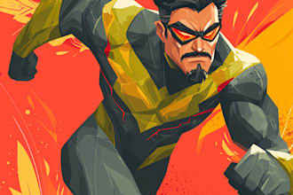 create realistic superhero comic book marvel style cartoon