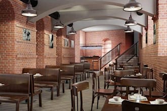 renovate 3d restaurant interior, modern cafe design,seating layout,dinning space