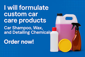 formulate custom car care products, car shampoo, wax, and detailing chemicals