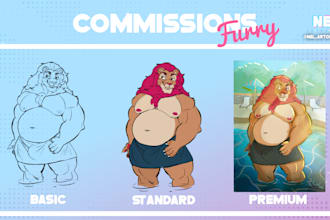 draw custom furry art and anthro character illustrations
