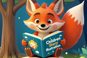 design children story book illustration, children story book illustration