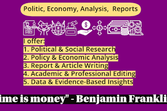 research and write political, social, and policy analysis reports