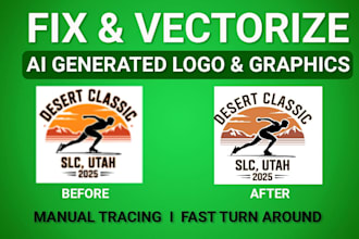 fix and vectorize ai generated logo or ai to vector conversion