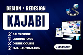 build kajabi, clickfunnels, gohighlevel sales funnels, landing pages, automation