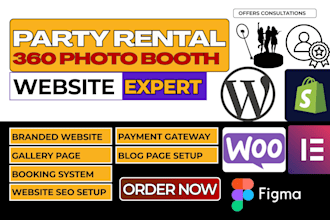 design party rental website 360 photo booth wedding event decor booking website
