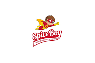 design superhero spice boy restaurant logo
