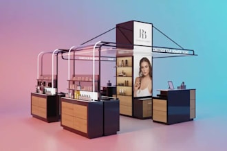 3d kiosk, stall, store, exhibition booth, virtual booth, expo stand, trade booth