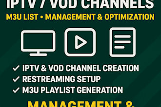 create restream iptv vod, channels, m3u list with management and optimization