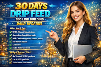 submit 30 days drip feed seo link building service for daily update