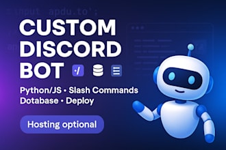 build a custom discord bot python or js with slash commands and db