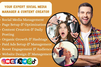 manage social media for hair salons, lash and hair extension brands, beauty spa