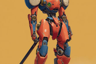 draw mecha gundam and humanoid character concept for you