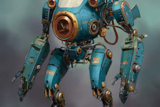 draw mecha robot character sheet design