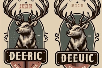 design high quality vintage deer logo with t shirt design