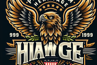 design high quality vintage heritage hawk emblem logo with t shirt design