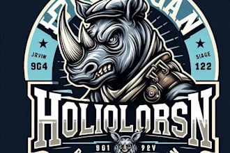design high quality rhino angry logo with t shirt design