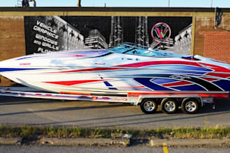 design 3d vehicle wrap boat wrap design car wrap, van wrap trailer wrap truck