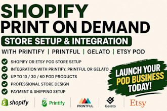 setup etsy shopify print on demand, shopify print on demand, printify, printful