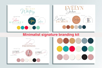 do minimalist handwritten signature logo with branding kit and social media kit