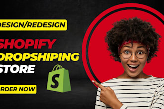 design shopify dropshipping store, redesign shopify store sales design