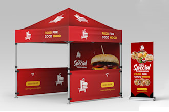 design outdoor event solutions, canopy tent, table cover, flags and  banners