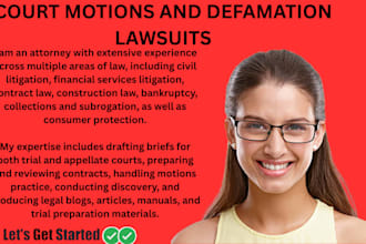 draft court pleadings, motion, lawsuit, complaint, petition, appeal, answer, nda