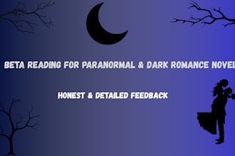 beta read your paranormal,dark or supernatural romance novel
