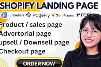 design shopify landing page advertorial page product sales page gempages pagefly