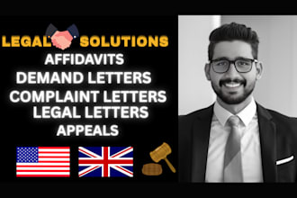 draft affidavits, legal letters, complaints, and  appeals