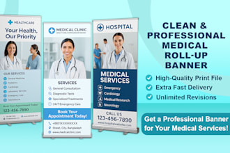 design a professional medical roll up banner for healthcare, clinic, hospital