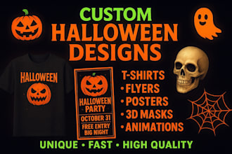 halloween horror custom animations vintage posters tshirts flyers 3d mask design