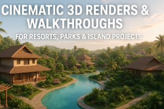 realistic 3d resort and park animations, masterplan visualization expert
