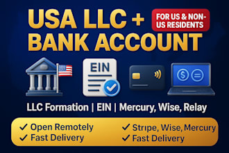 register your USA llc, get ein and open US business bank account