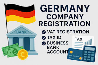 register your company and vat registration in germany, tax id, business bank