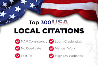 build high quality 300 USA local citations for local SEO