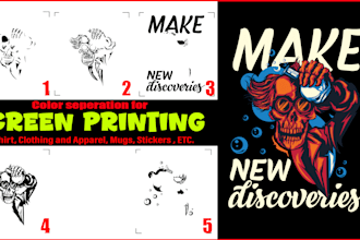 do color separation vector artwork, redraw screen printing in 3 hours
