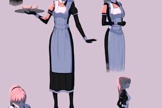 draw custom character design or reference sheet for you