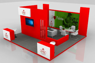 3d exhibition booth or stall for trade show and events