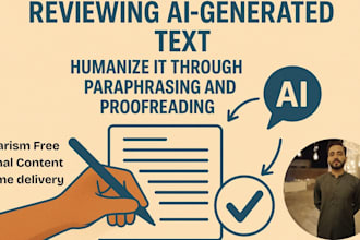 edit, rephrase, fact check, rewrite, plagiarism free, your ai generated content