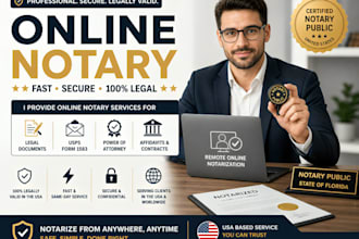 provide online notary services for legal documents and usps form 1583 in the USA