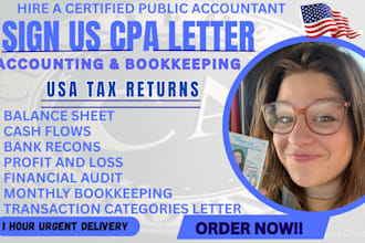 provide US licensed CPA services for tax, audit,  financial reports, bookkeeping