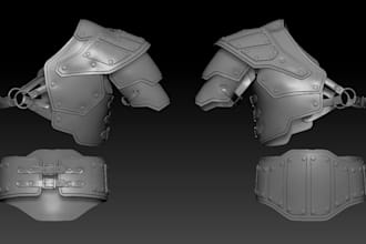 3d armor, enigmatic wearable torso armor, hybrid cosplay weapons, printed