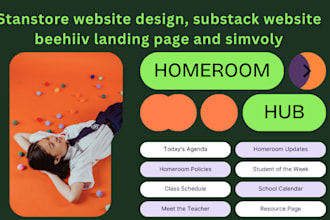 be your stanstore website design, substack website beehiiv landing page, simvoly