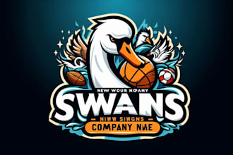 design eye catchy swans mascot logo in 12 hours