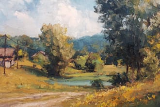 paint landscape in real oil painting