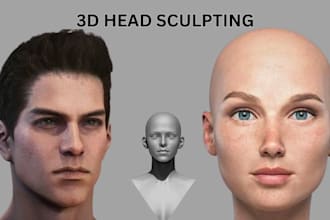 sculpt digital 3d modelling 3d head face action figure slt file for 3d printing