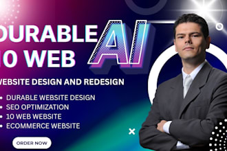 design a stunning durable website, durable ai website weebly website,10 web, wix