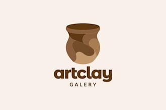 do pottery studio, handmade craft shop, or ceramic art business clay logo
